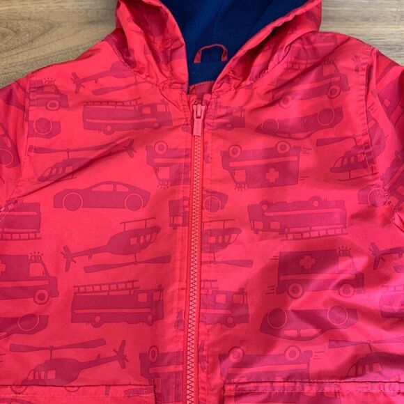 Carter's kids spring jacket, fleece lined, weather resistant, red/navy, Sz 7 - Picture 6 of 8